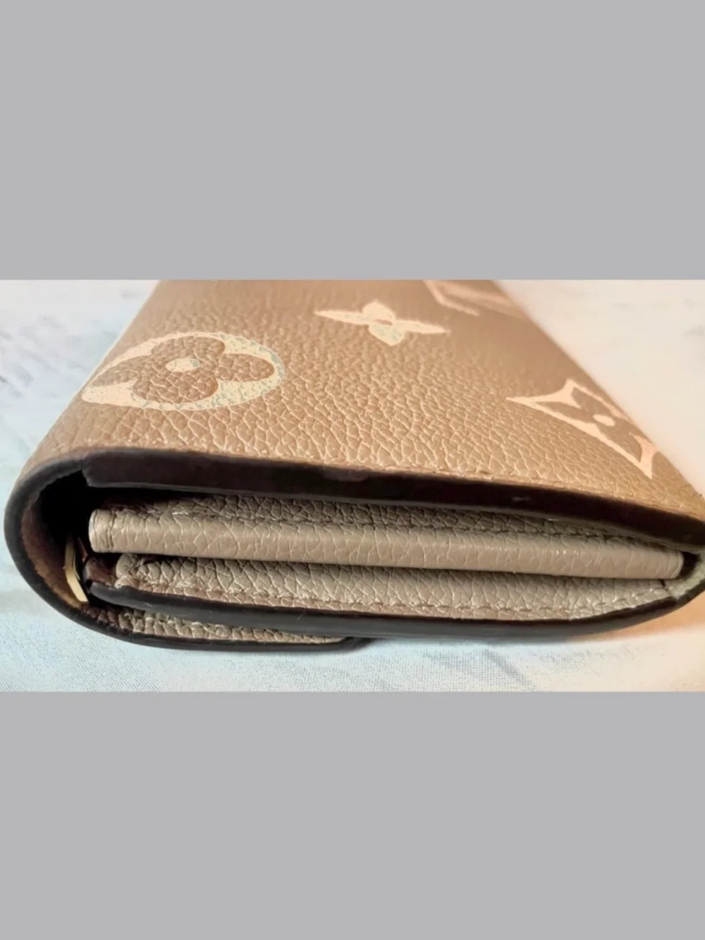 Louis Vuitton Empreinte BICOLOR Tourterelle Dove Grey Beige Creme SARAH WALLET